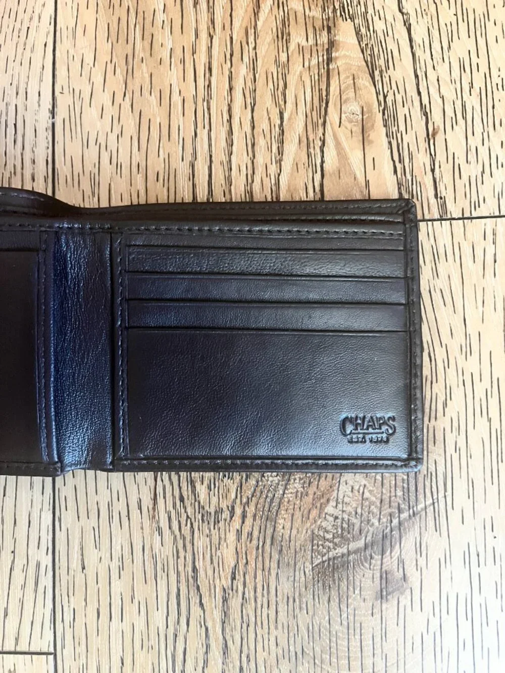 Brown Genuine Leather Chaps Ralph Lauren Men’s RFID  Bifold Slim Wallet New